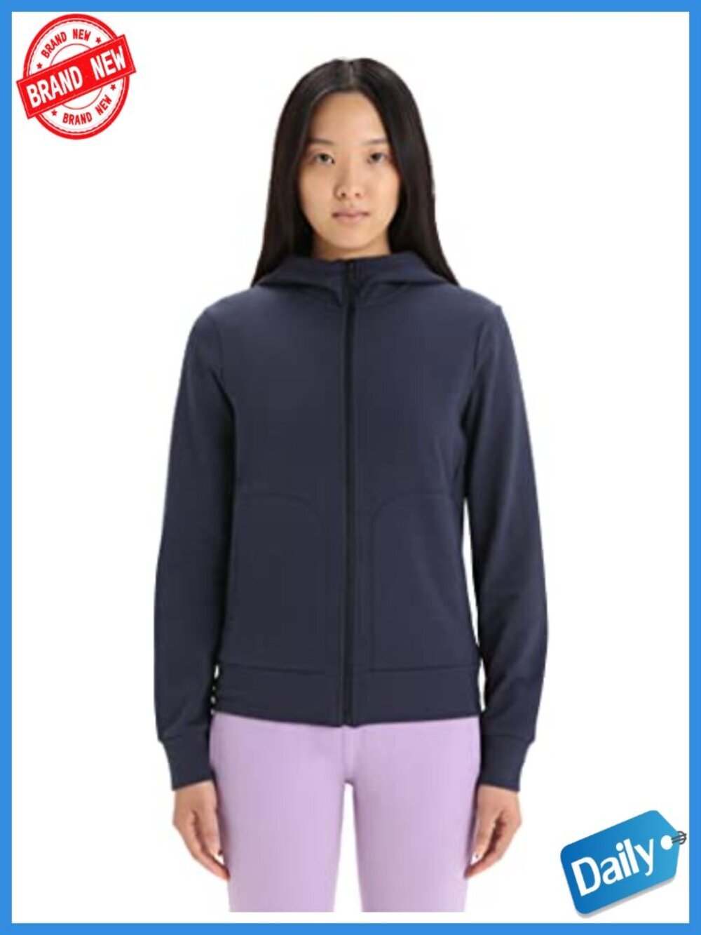 Merino Wool Cotton Blend Long Sleeve Zip Hoodie Active Hoodie Slim Fit